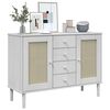 vidaXL Sideboard SENJA Rattan Look White 112x40x80 cm Solid Wood Pine