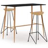 vidaXL 3 Piece Bar Set Black