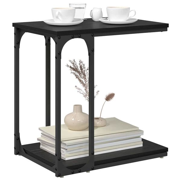 vidaXL Side Table with Shelf Black Oak 50 x 35 x 52 cm Engineered Wood