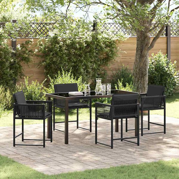 vidaXL Garden Dining Set 5 pcs Black Poly Rattan