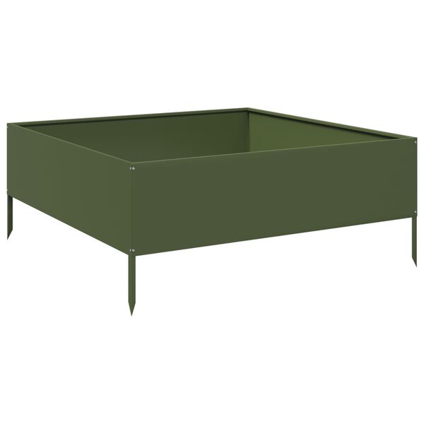 vidaXL Garden Raised Bed Olive green 100x100x25 cm Steel