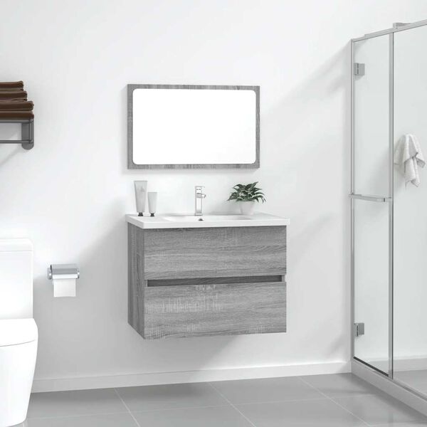 vidaXL 2 Piece Bathroom Furniture Set Grey Sonoma Engineered Wood