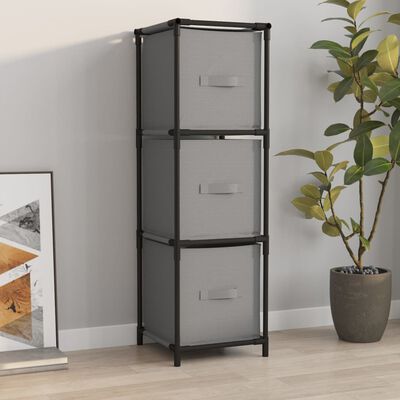vidaXL Storage Cabinet with 3 Fabric Drawers Grey 34x34x101 cm Steel