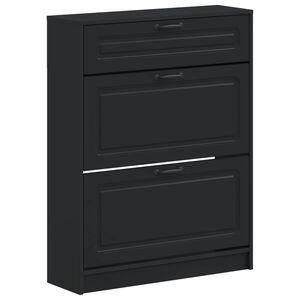vidaXL Shoe Cabinet UTRECHT 78 x 24 x 100 cm Engineered Wood Black