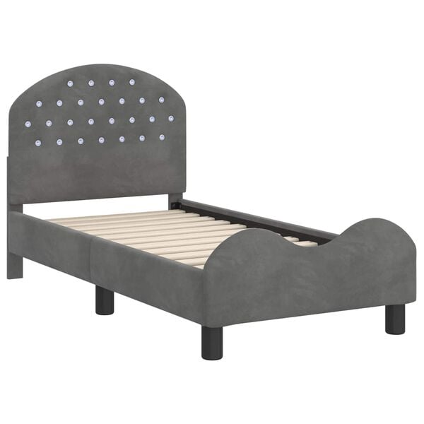 vidaXL Toddler Bed Frame with Headboard Dark Grey 70 x 140 cm Velvet