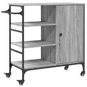 vidaXL Kitchen Trolley Grey Sonoma 87,5x38,5x84,5 cm Engineered Wood
