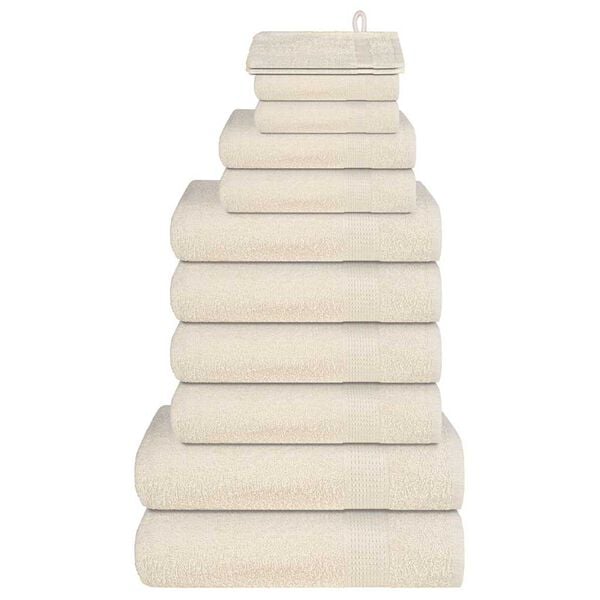 vidaXL 12 Piece Towel Set "FROGN" Cream 100% Cotton