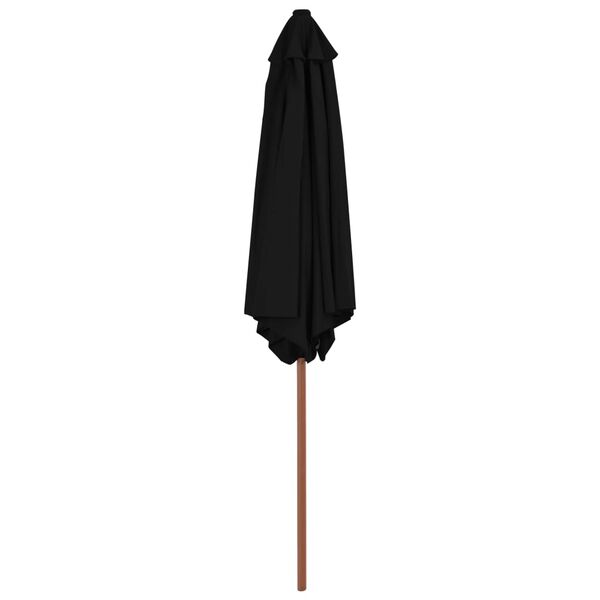 vidaXL Garden Parasol with Wooden Pole Black 270 cm