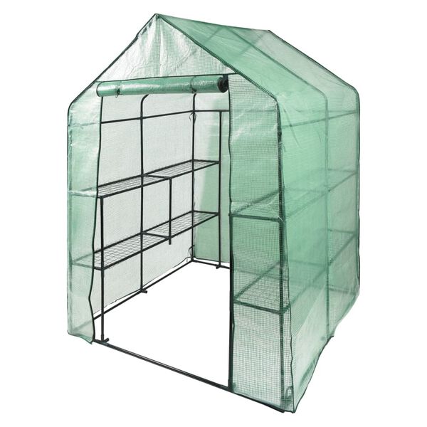 FLO Greenhouse with 8 Shelves 143x143x195 cm Green and Black