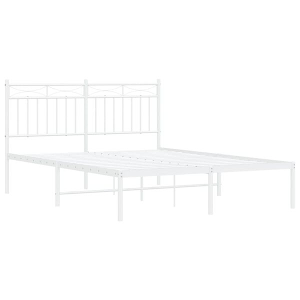 vidaXL Metal Bed Frame without Mattress with Headboard White 140x200cm