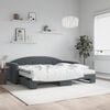vidaXL Daybed with Trundle and Mattresses Dark Grey 90x190 cm Velvet