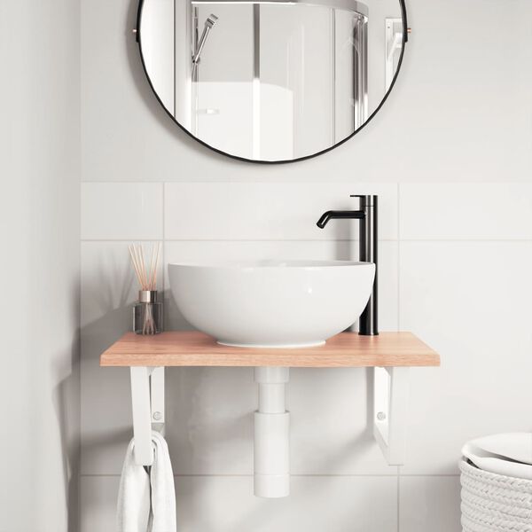 vidaXL Basin Shelf Wall Mounted Steel and Solid Wood Oak