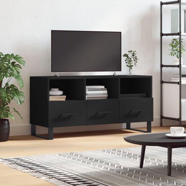 vidaXL TV Cabinet Black 102x36x50 cm Engineered Wood