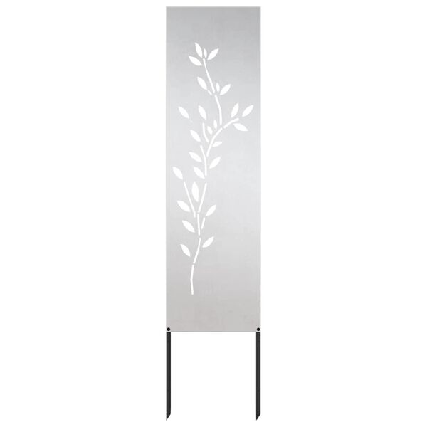 vidaXL Garden Privacy Screen Floral Silver 32 x 140 cm Stainless steel