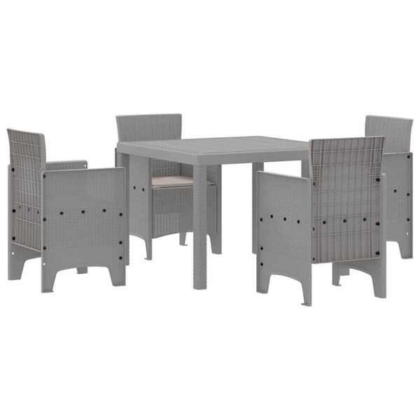 vidaXL Garden Dining Set 5 pcs Light Grey Polt rattan
