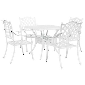 vidaXL Garden Table Set 5 pcs White Cast Aluminium