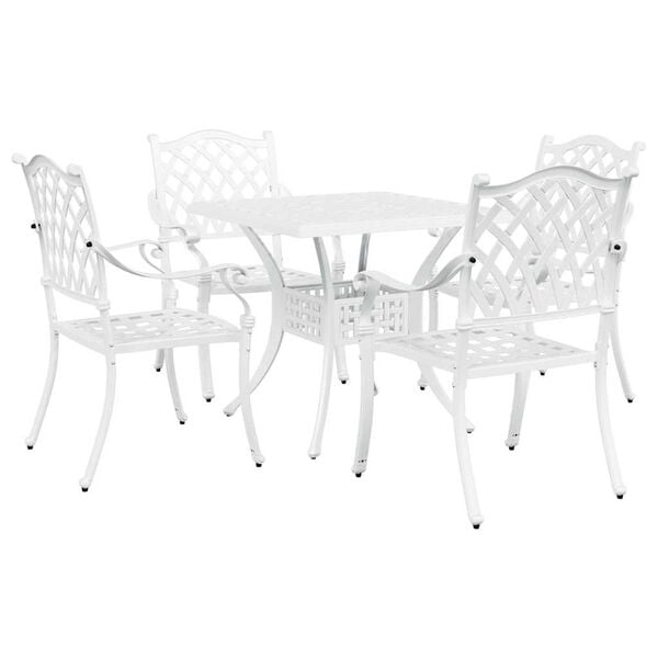 vidaXL Garden Table Set 5 pcs White Cast Aluminium