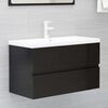 vidaXL Bathroom Furniture Set High Gloss Black Engineered Wood