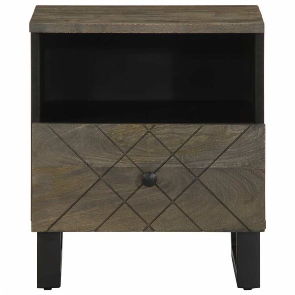 vidaXL Bedside Cabinet Black 40x33x46 cm Solid Wood Mango