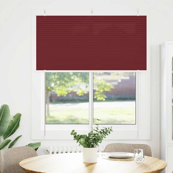 vidaXL Pleated Blind Bordeaux Red 115x100 cm Fabric Width 114.4 cm Polyester