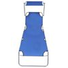 vidaXL Folding Sun Lounger with Canopy Blue Aluminium