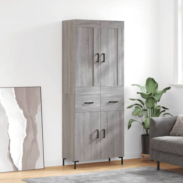 vidaXL Highboard Grey Sonoma 69.5x34x180 cm Engineered Wood