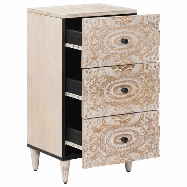 vidaXL Sideboard with Drawer White 40 x 33.5 x 75 cm Solid Mango Wood