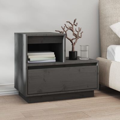 vidaXL Bedside Cabinets 2 pcs Grey 60x34x51 cm Solid Wood Pine