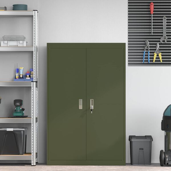 vidaXL Storage Cabinet 2 pcs Olive Green 90 x 40 x 140 cm Steel