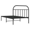 vidaXL Metal Bed Frame without Mattress with Headboard Black 107x203cm
