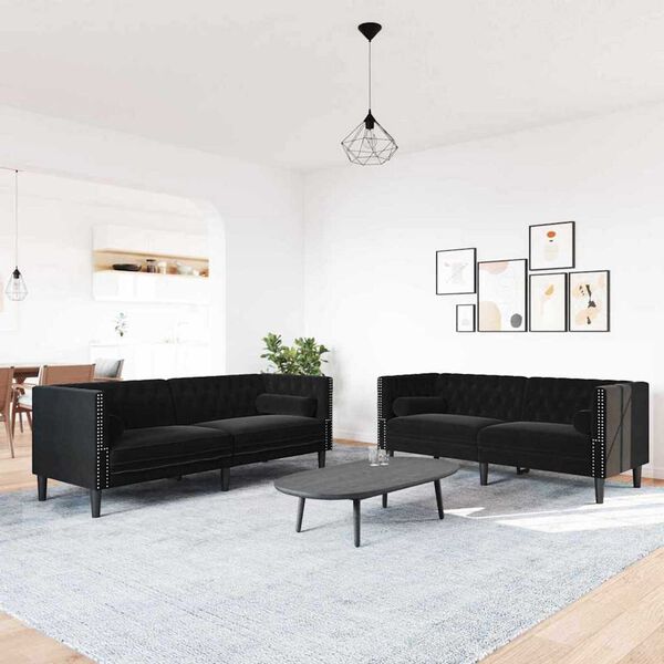 vidaXL Sofa Set Black Velvet