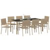 vidaXL Garden Dining Set 9 pcs Beige Poly Rattan