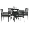 vidaXL Garden Dining Set 5 pcs Black Poly rattan
