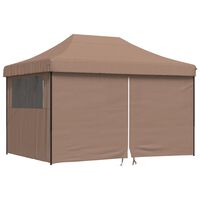 vidaXL Foldable Party Tent Pop-Up with 4 Sidewalls Brown
