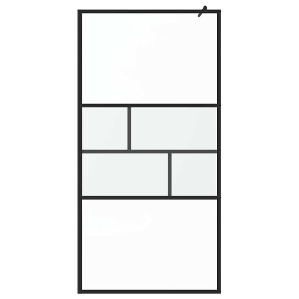 vidaXL Walk-in Shower Wall Black 100 x 195 x 0.5 cm