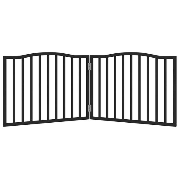 vidaXL Dog Gate Foldable 2 Panels Black 160 cm Poplar Wood