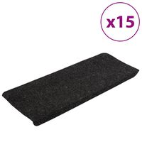 vidaXL Stair Mats Self-adhesive 15 pcs 65x24.5x3.5 cm Anthracite