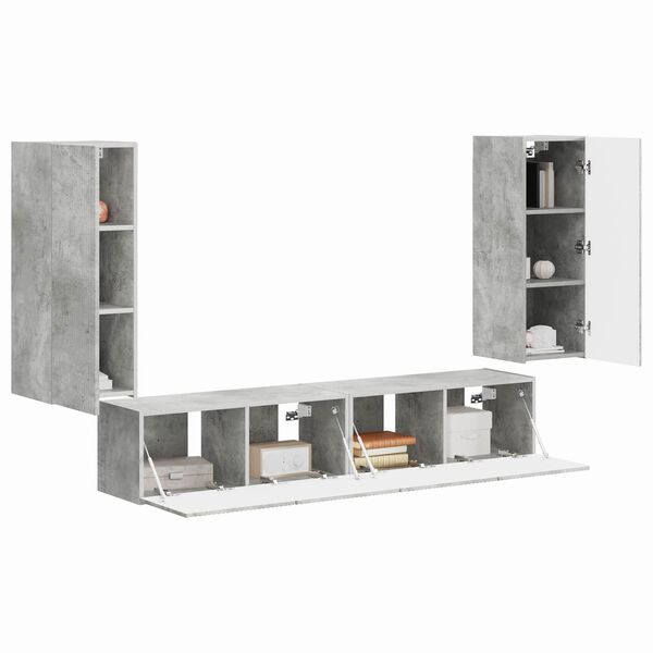 vidaXL TV Wall Cabinet Set 4 pcs Concrete Grey Engineered Wood