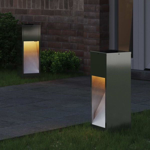 vidaXL Solar Led Pathway Light 2 pcs Silver Galvanized