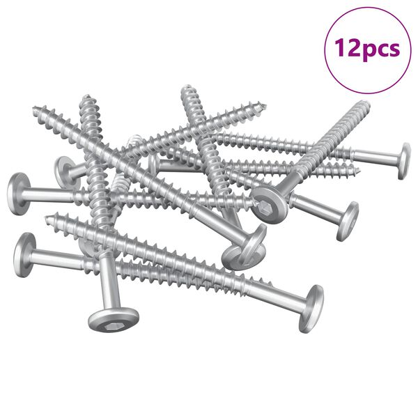 vidaXL Wood Screws 12 pcs Silver M6 x 70 mm Steel