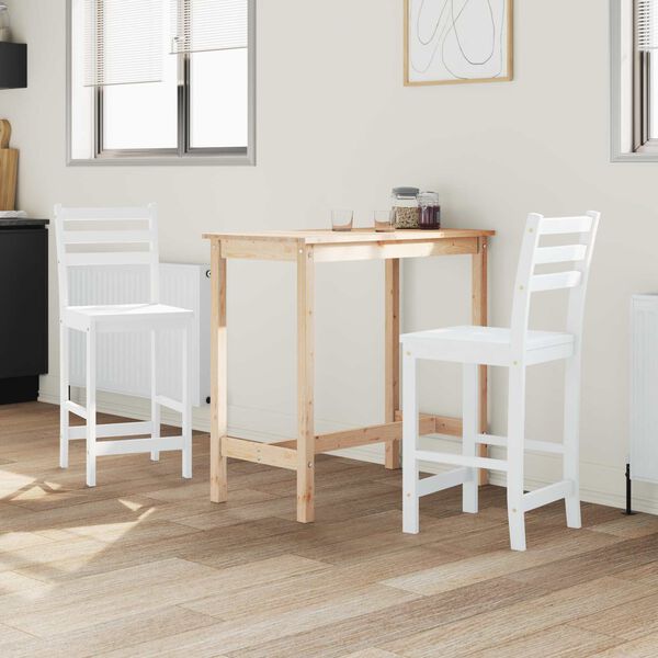 vidaXL Dining Chairs 2 pcs White 40 x 47.5 x 99.5 cm Solid Rubber Wood