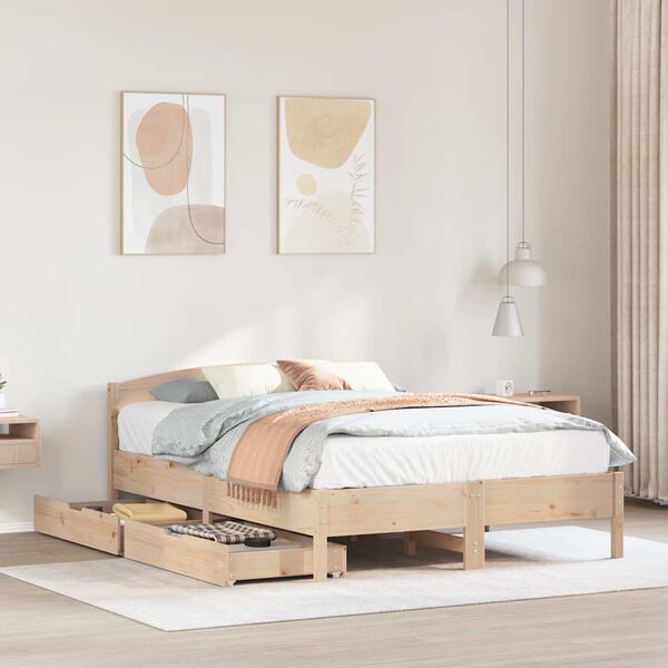 vidaXL Bed Frame without Mattress 140x190 cm Solid Wood Pine