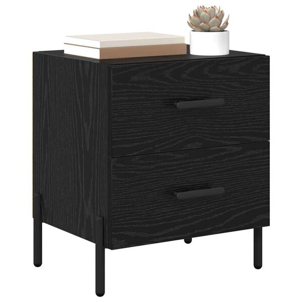 vidaXL Bedside Cabinet Black Oak 40 x 35 x 47.5 cm Engineered Wood