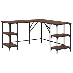 vidaXL Desk Brown Oak 139x139x75 cm Engineered Wood