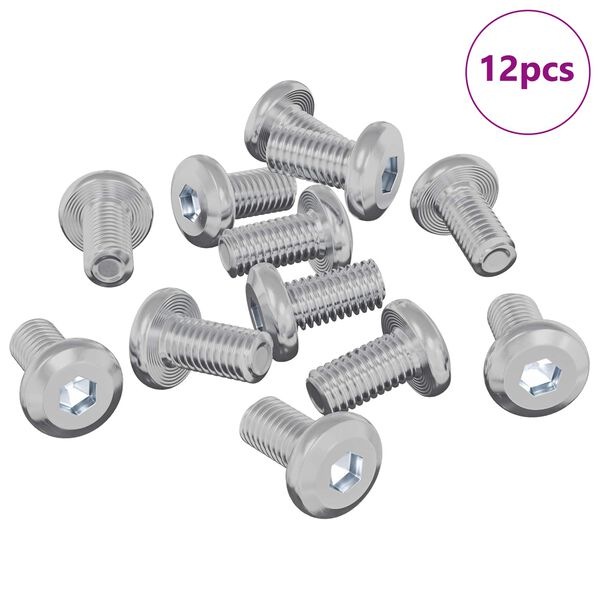 vidaXL Lock Screw Plain 12 pcs Silver M6 x 12 mm Steel