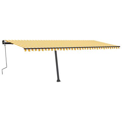 vidaXL Manual Retractable Awning with LED 600x350 cm Yellow and White