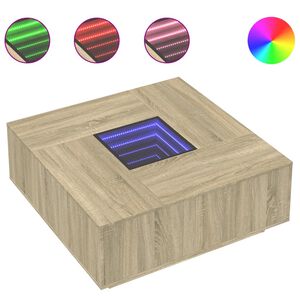 vidaXL Coffee Table with Infinity LED Sonoma Oak 100x100x40 cm
