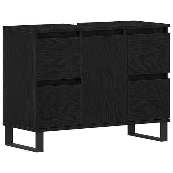 vidaXL Bathroom Cabinet Black Oak 80 x 33 x 60 cm Engineered Wood