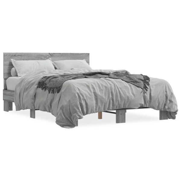 vidaXL Bed Frame without Mattress Grey Sonoma 120x200 cm