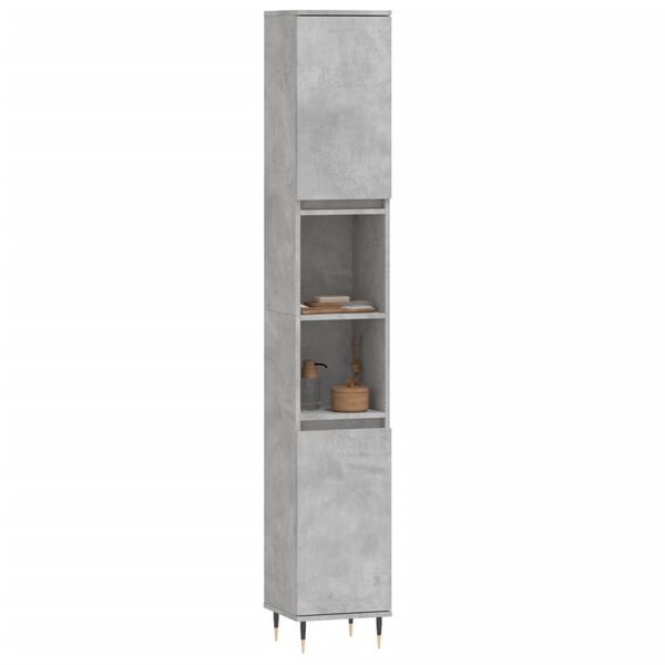vidaXL Bathroom Cabinet Concrete Grey 30x30x190 cm Engineered Wood